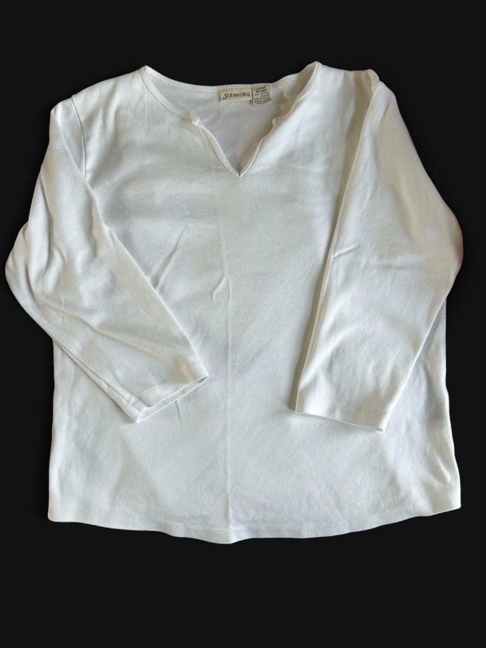 St. John's Bay White Long-Sleeve Notch-Neck Tee